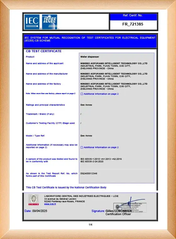 Our Certificate