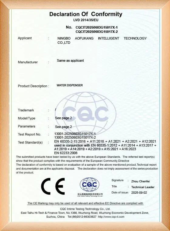 Our Certificate
